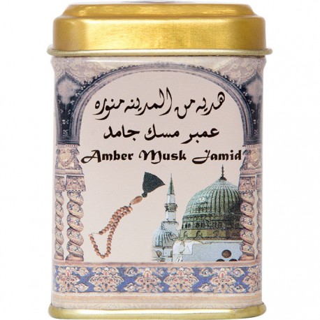 Сухие духи в жестяной баночке "Amber musk Jamid" (с запахом амбера) Hemani