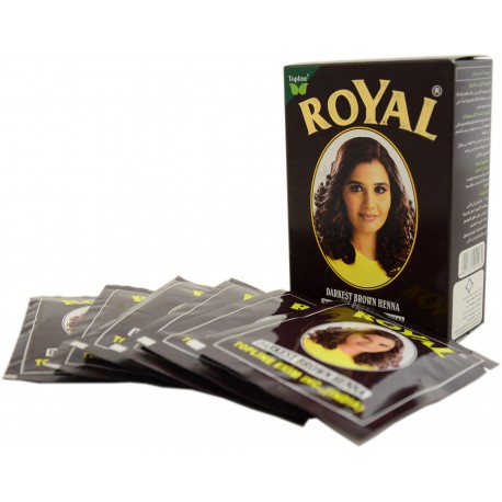 Хна "Royal" Dark Brown (тёмно коричневая) в коробке 6 пакетиков по 10 гр. (made in India)