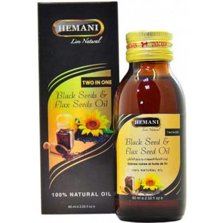 Масло черного тмина и льна black seed & flax seed oil Hemani 60 мл