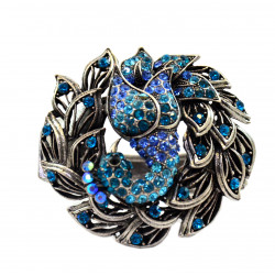 Браслет металлический голубой со стразами в форме птицы Body jewelry