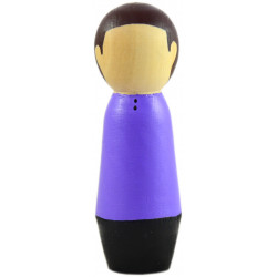 Игрушка - кукла деревянная мусульманин сын в фиолетовой рубашке 10 см
