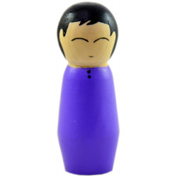 Игрушка - кукла деревянная мусульманин сын в фиолетовой рубашке 7 см