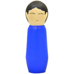 Игрушка - кукла деревянная мусульманин сын в синей рубашке 9 см