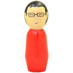 Игрушка - кукла деревянная мусульманин сын в очках и красной рубашке 9 см