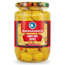 Оливки в масле Marmarabirlik 4XL Yeşil Biberli Zeytin 400 г