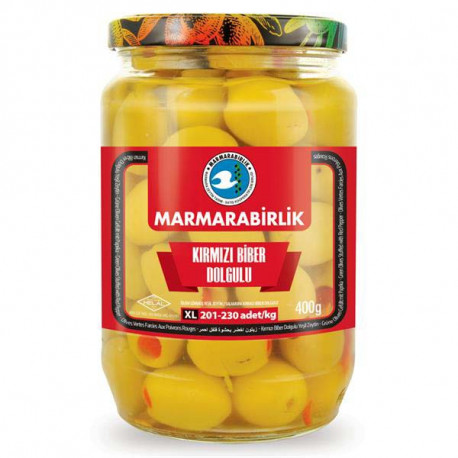 Оливки в масле Marmarabirlik 4XL Yeşil Biberli Zeytin 400 г