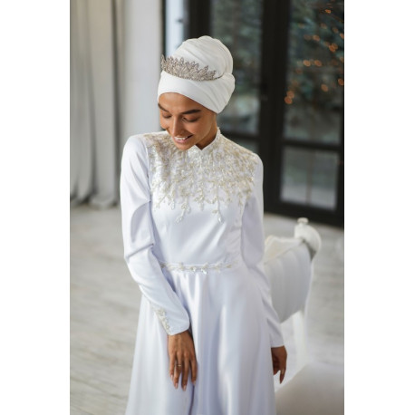 Платье атласное на никах белое - Noor