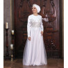 Платье атласное на никах белое, юбка фатиновая - Noor