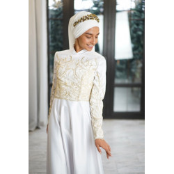 Платье атласное для никаха белое (размер 40) - Noor