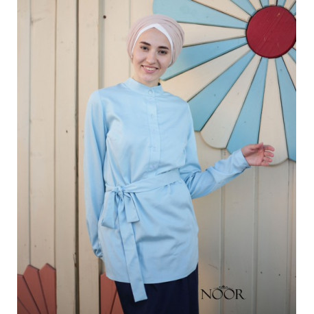 Удлиненная блуза розовая (пояс съемный) - Noor