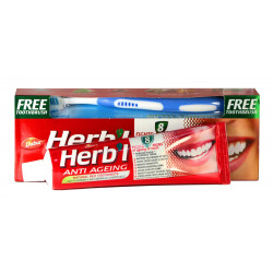 Зубная паста Dabur Herb'l, "Антивозрастная+зубная щетка" (для борьбы с возрастными изменениями зубов), 150 гр.
