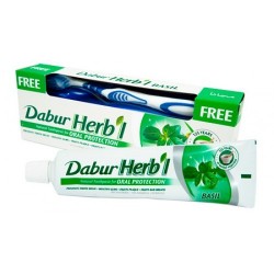 Dabur Herb'l basil с базиликом 150g. Зубная щетка в подарок