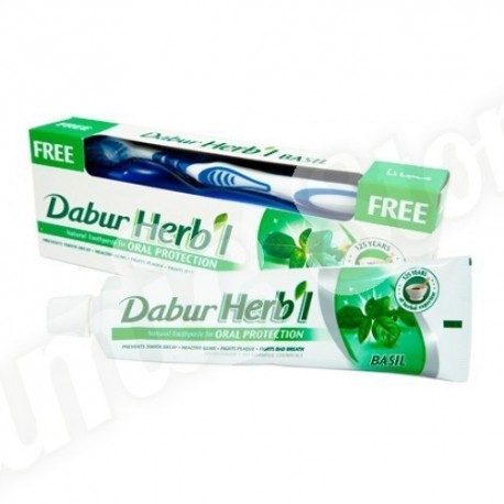 Dabur Herb'l basil с базиликом 150g. Зубная щетка в подарок