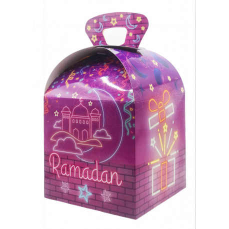 Коробка форма куб "Ramadan Mubarak неоновые огни, фиолетовая", изд. Umma - Land