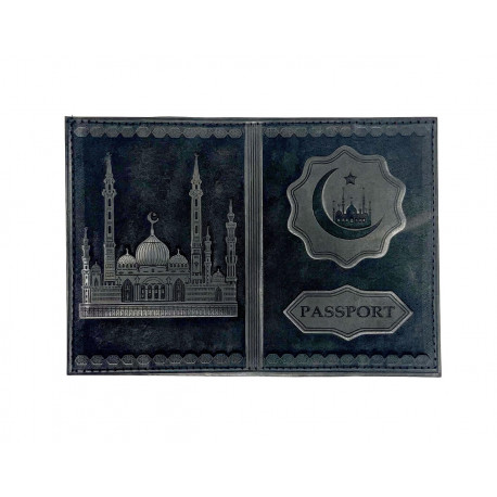 Обложка на паспорт черная (с мечетью и полумесяцем)