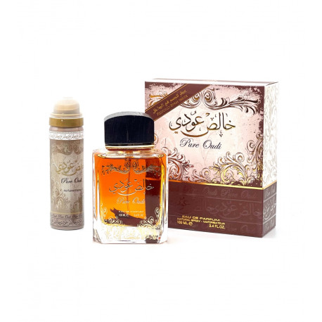 Парфюмерный набор "Pure Oudi" Lattafa (духи 100 мл + дезодорант) ОАЭ