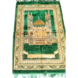Намазлык "Бархат-рельефный" (размер: 68×110) Турция с Кул Шарифом цвет зеленый