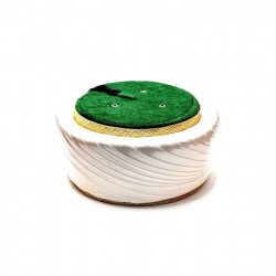 Чалма - тюрбан с кисточкой, 57 размер (белый атлас / зеленый бархат) Турция