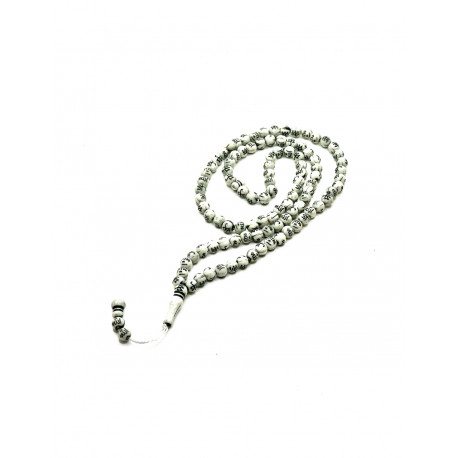 Четки-Тасбих Белый с Розовым написанием Аллах и Мухаммад (Мир ему) 99 бусинок