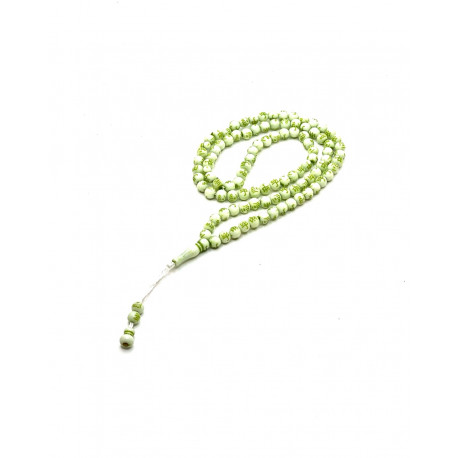 Четки-Тасбих Белый с Синим написанием Аллах и Мухаммад (СГВ) 99 бусинок