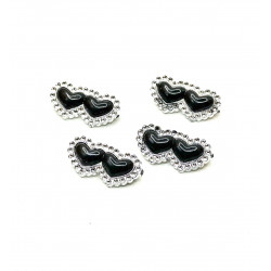 Булавки комплект в форме сердца со стразами черные 4 шт