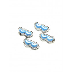 Булавки комплект в форме сердца со стразами голубые 4 шт