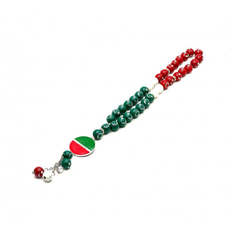 Четки под татарский флаг (с медальоном Tatarstan) 33 бусины