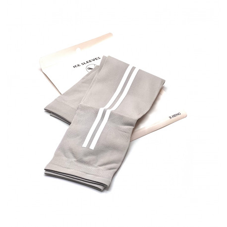 Нарукавники спортивные, эластичные (с двойной белой полосой) холодный бежевый