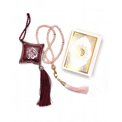 Подарочный набор "Коран, четки и подвеска" розовый