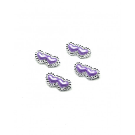 Булавки комплект в форме сердца со стразами фиолетовые 4 шт