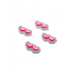 Булавки комплект в форме сердца со стразами розовые 4 шт