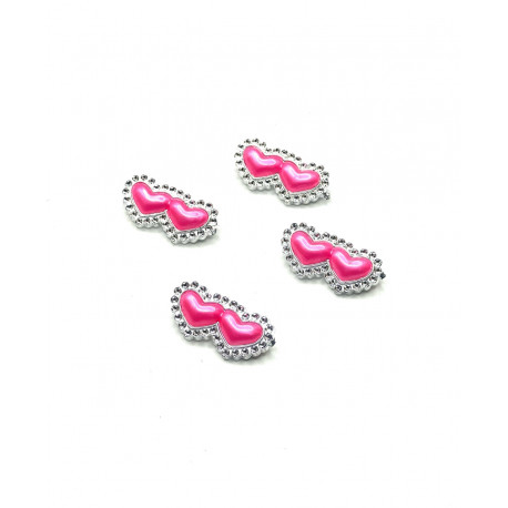 Булавки комплект в форме сердца со стразами розовые 4 шт