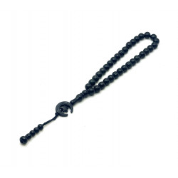 Четки-Тасбих с черными круглыми бусинками с полумесяцем на конце (33 бусинки)