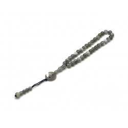 Четки-Тасбих с серо-мраморными круглыми бусинками с полумесяцем на конце (33 бусинки)