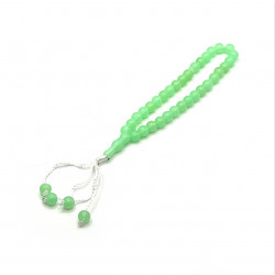 Четки-Тасбих с салатовыми круглыми бусинками (33 бусинки)