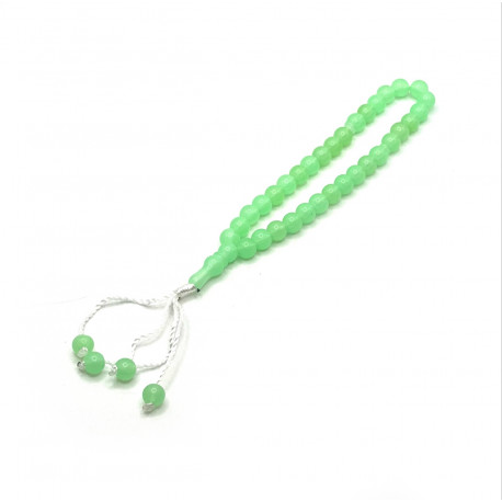 Четки-Тасбих с салатовыми круглыми бусинками (33 бусинки)