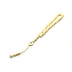 Четки-Тасбих с молочными круглыми бусинками с полумесяцем на конце (33 бусинки)