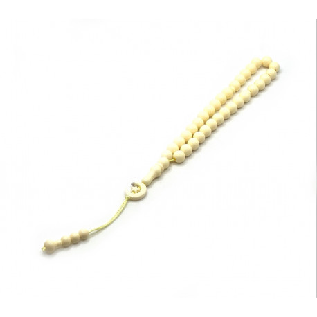 Четки-Тасбих с молочными круглыми бусинками с полумесяцем на конце. 33 бусинки.